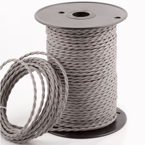 GEDREHTES 3-adriges geflochtenes Stoffkabel Beleuchtung Flexkabel Vintage Elektrokabel - Bild 30 von 44