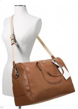 NWOT COACH BROWN PEBBLED LEATHER BOSTON WEEKENDER BAG F77554 Silver 598