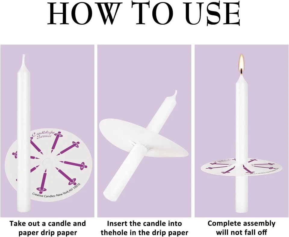 200 Pcs Church Candles with Drip Protectors for Prayer Vigil Shabbat Foto 4 de 4