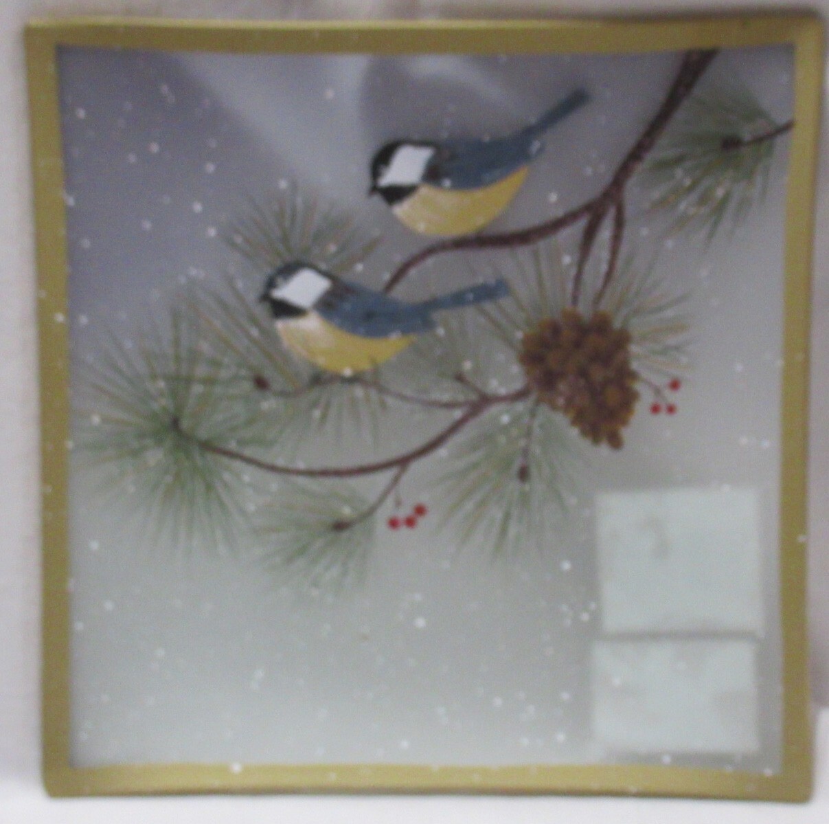 C/t Winter Birds On Pine Branch Pinecone Berries