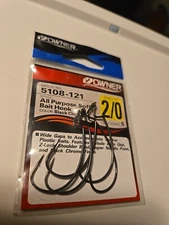 Owner All Purpose Soft Bait Wide Gap Hook, Size 2/0, 5 Pack - 5108-121
