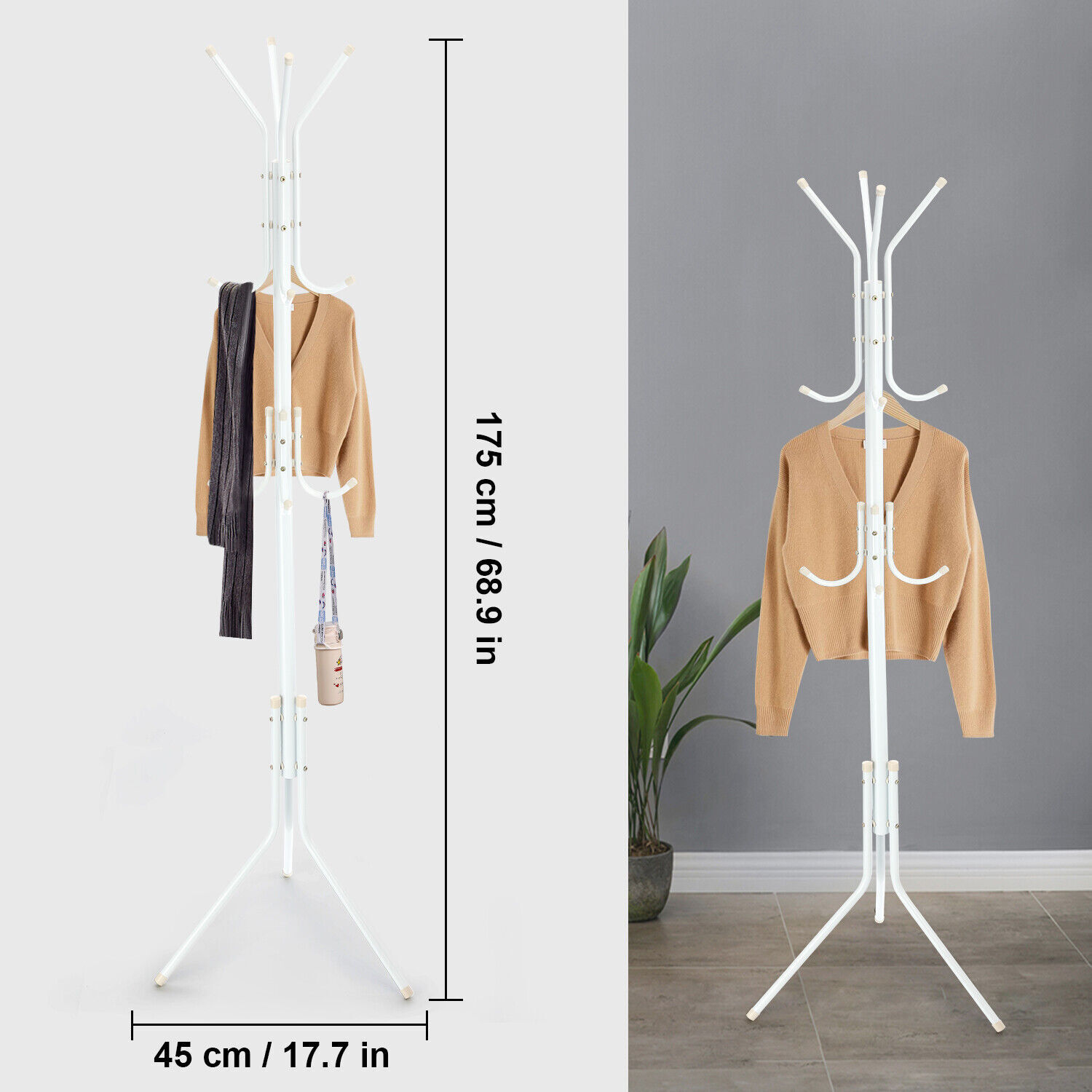 Coat Rack Hat Bag Stand Tree Clothes Hanger Umbrella Holder 12 Hooks