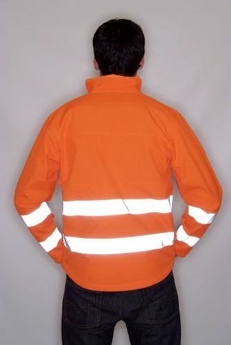 Waterproof Hi Vis Viz YELLOW or ORANGE Fleece Lined Softshell Jacket Coat - Picture 4 of 6