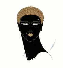 ERTE Queen Of Sheba Original 1979 Vintage Art Deco Litho 16-1/2 x 15