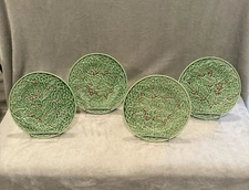 Pierre Deux French Country Holly Plates Set of 4 Green Holly and Berries