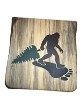 Bigfoot Handpainted Hanging Wood Sign, Man Cave, Decor, Sasquatch Live Edge Wood