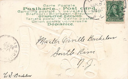 DE COLECCIÓN POSTAL DEL DÍA DE SAN PATRICIO TUBOS DE ARCILLA ERIN GO BRAGH 1907 021624 T - Imagen 2 de 2