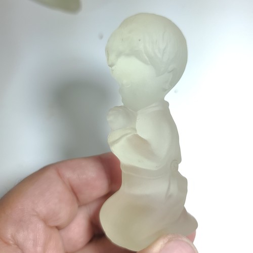 Figurine in vetro cristallo FENTON ragazzo e ragazza che prega con etichetta originale 1978-82 - Foto 10 di 10