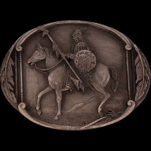 Native American Indian Chief Southwest Horse Warrior NOS Vintage Belt Buckle - Picture 3 of 5