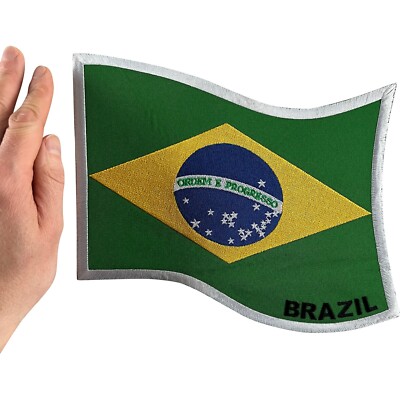 Große große Eisen Nähen Brasilien Flagge Aufnäher bestickt Abzeichen für Jacke Kleidung Tasche