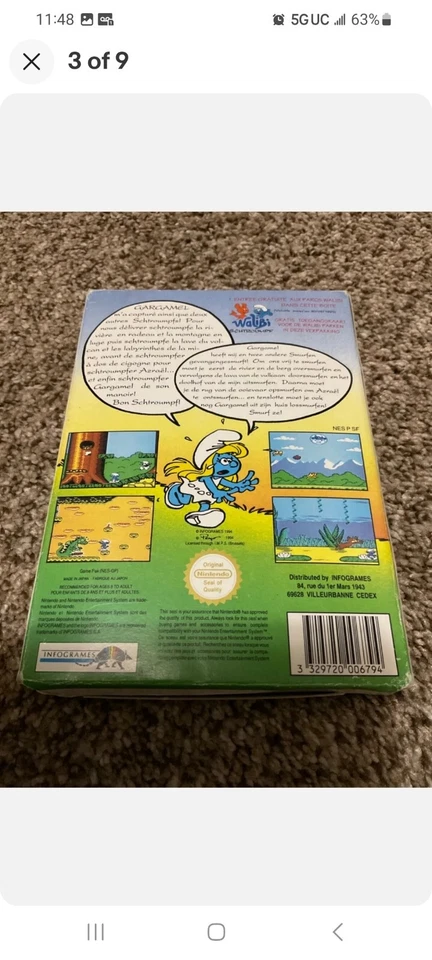The Smurfs PAL B NES Game complete with box and manual Schtroumpfs French France - Image 2 of 4