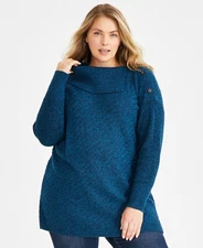 Style & Co Plus Size Envelope-Neck Sweater - Caspian Blue