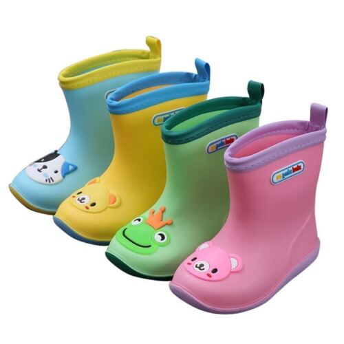Paio Impermeabile Bambini Stivali Gomma Rain Shoes Caldo Ragazzi - Afbeelding 1 van 24