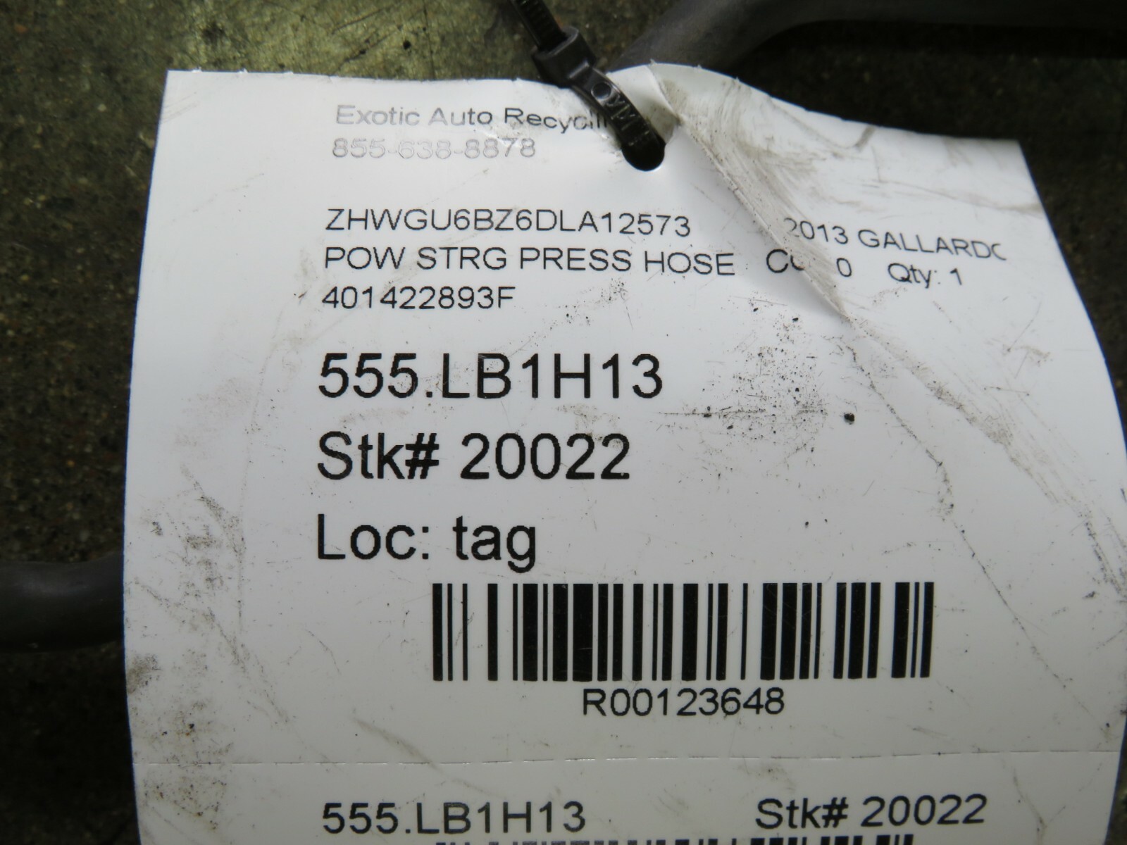 Lamborghini Gallardo LP550,560,570, Reservior To Steering Gear Line, 401422893F