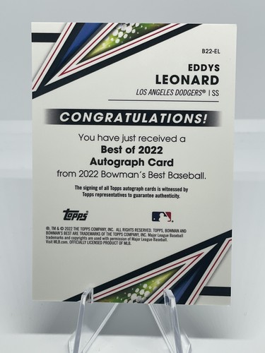 Eddys Leonard 2022 Bowman's Best On Card Auto Dodgers - Foto 2 di 2