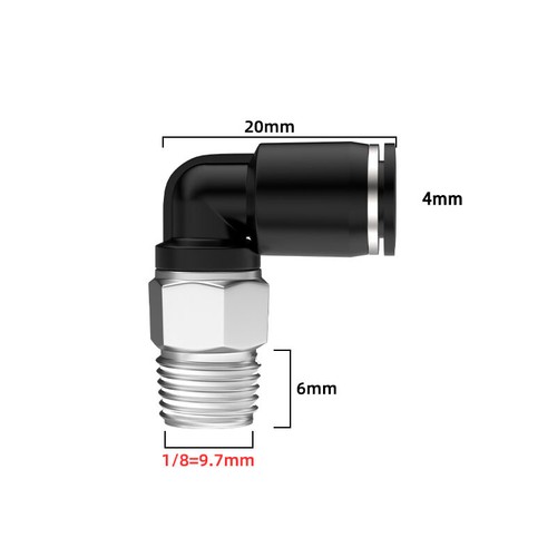 Pneumatic Push In Fitting Air Water Pipe - 90° Male Elbow Stud 3/4/5/6/8/10 mm - Picture 21 of 37