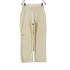 MANGO Women Beige Loose Wide Leg Fit Dress Trousers Size M