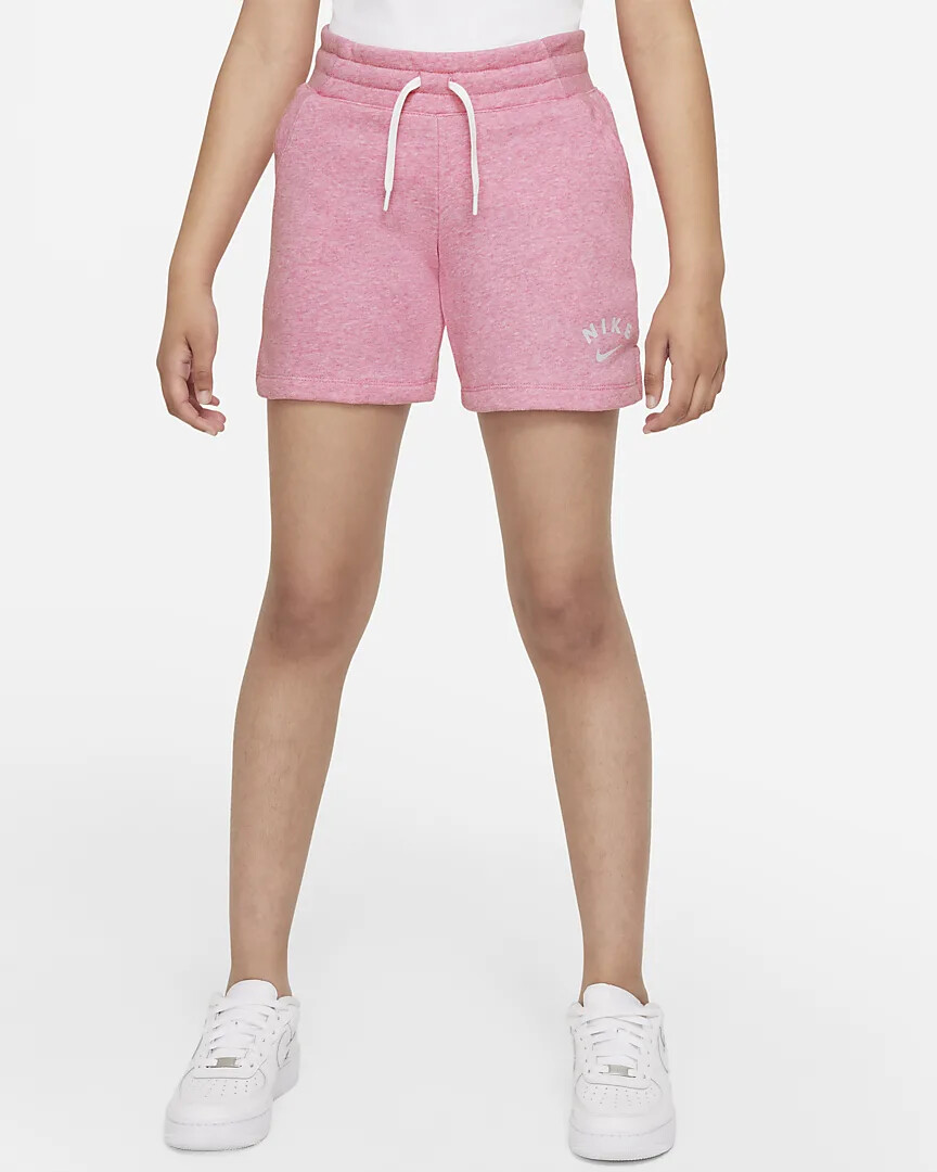 Nike Sportswear Big Kids' (Girls') Shorts Heather Pink/White Size S  (DD2332-693)