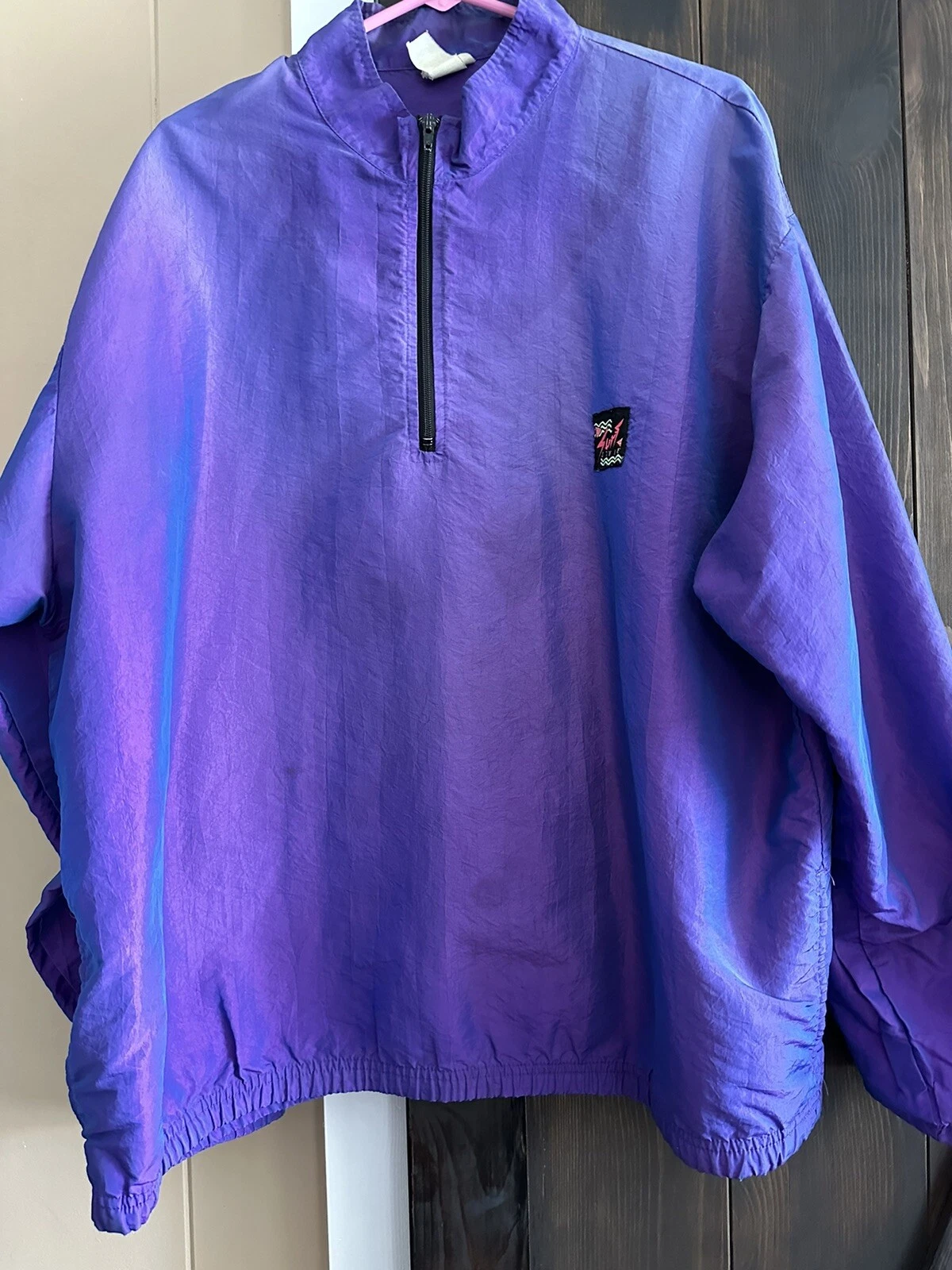 Vintage SURF STYLE Pullover Windbreaker Jacket Iridescent Purple One Size