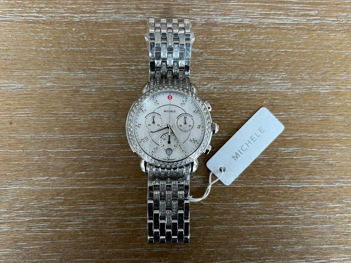 MICHELE SIDNEY DIAMOND CHRONOGRAPH MOP DIAL DIAMOND BRACELET WATCH