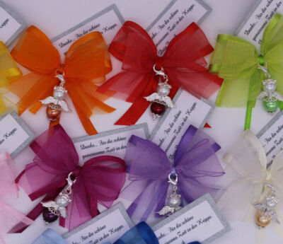10 Set Angel Keychain Favors Ribbon Bow Guardian Angel Gifts for Wedding Party