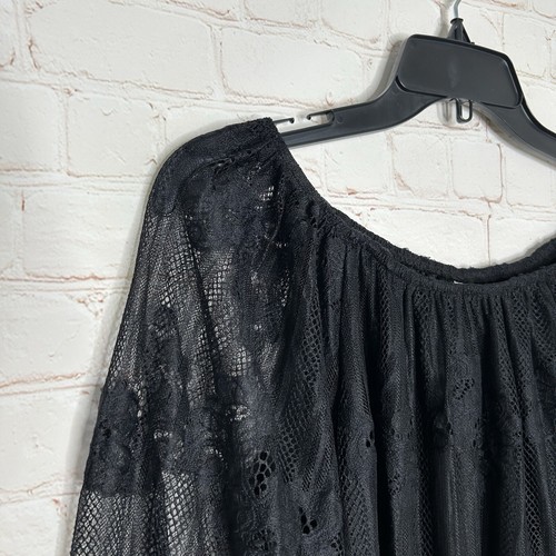 New NY Collection Womens Black Lace Stretch Blouse Top Size L NWT - Picture 3 of 10