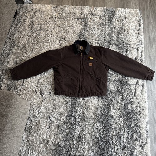 Vintage Carhartt Detroit Full Zip Jacket Blanket Lined J97 DKB Chocolate Fade L - Picture 5 of 12