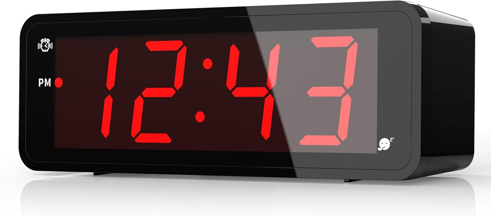 KWANWA Alarm Clock, Large Display 1.8" LED Numbers, Adjustable Led Brightness, B