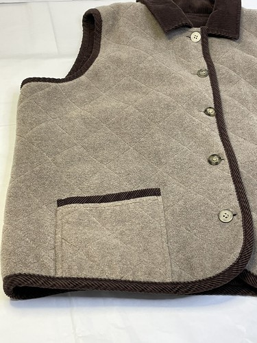 VTG TALBOTS Med-Weight Button-Up REVERSIBLE CORDUROY/FLEECE Vest Brown/Tan Sz L - Picture 12 of 12