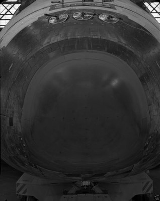 Close-up of nose of Space Shuttle Orbiter Discovery VAB KSC NASA New 8x10 Photo