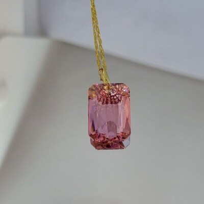 m/w Gold Vermeil Swarovski Crystal Emerald Cut 6435 Pendant Necklace; 4 Colors