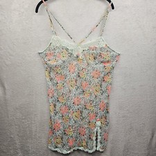Victorias Secret Mini Sheer Slip Dress Womens Large Floral Lace Sexy Romantic