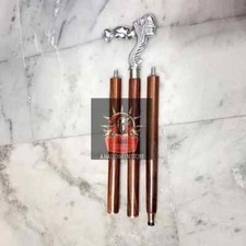 Alien Skull Head Handle Handmade Aluminum Silver Finish Wood Walking Stick Cane