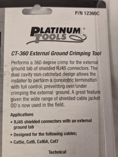 Platinum Tools 12360C CT-360 externe Boden-Crimpzange PN 12360C neu im Karton - Bild 5 von 10