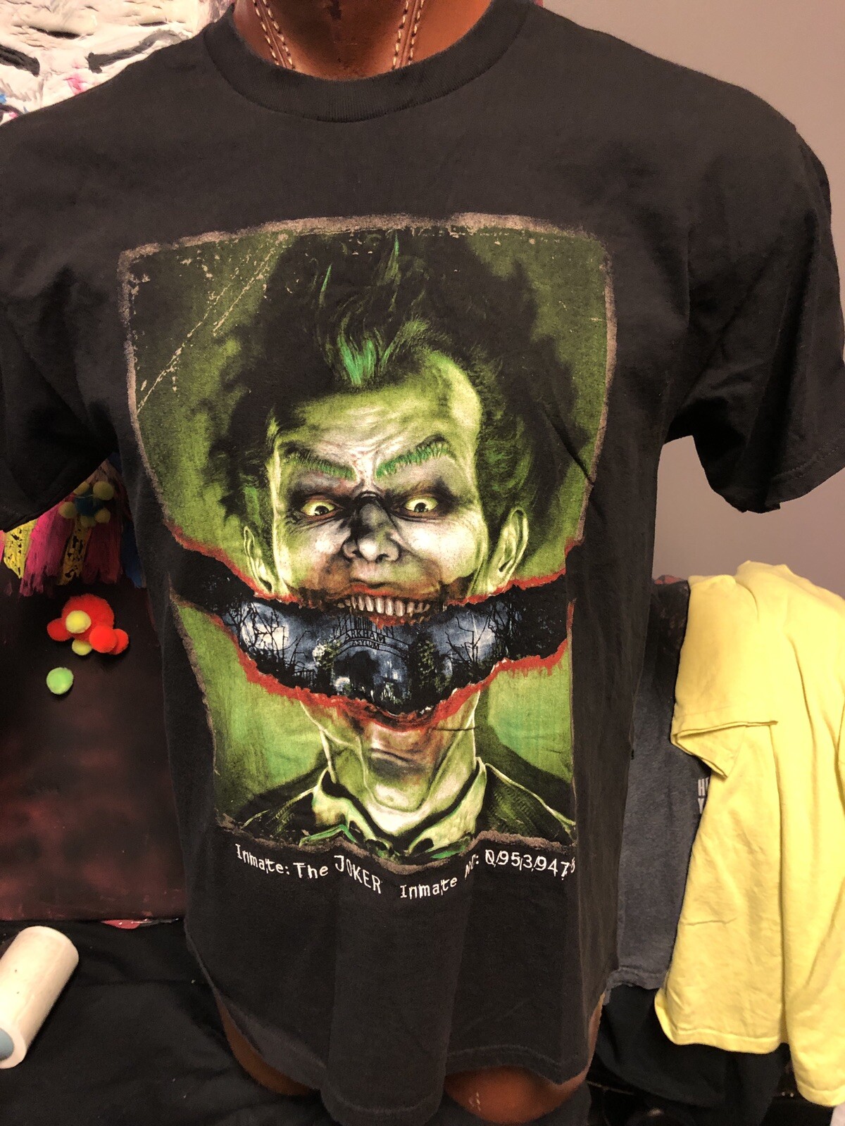Vintage Batman Arkham Asylum Inmate The Joker T Shirt Black Extra Large ￼ image 3