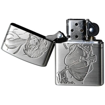 Zippo Black Lagoon Levi REVY 3 Sides Etching Gun Silver Brass