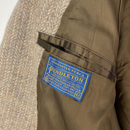 Pendleton Tweed Sports Jacket Mens UK 40R Oat Brown Wool Shooting Hacking Blazer - Picture 15 of 17