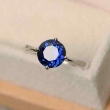 925 Sterling Silver Handmade Blue Sapphire Ring Gift For Her