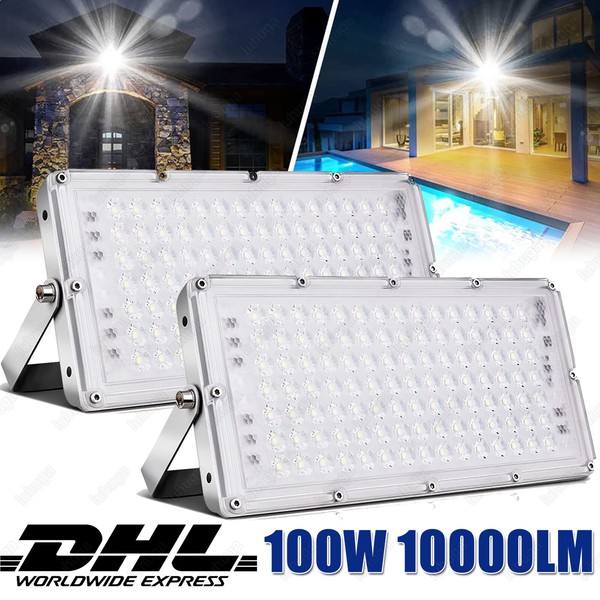 2X 100W Led Fluter Flutlicht AußEn Strahler Scheinwerfer AußEn Lampe 10000Lm-image