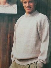 DK/4PLY/CHUNKY/ARAN KNITTING PATTERN MENS JUMPER SWEATER EASY 34"- 44" (510)