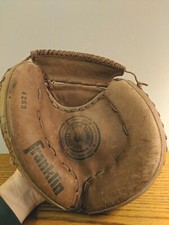 Franklin Catcher Mitt 4263 Korea Rawhide Laces Steer Hide Glove Single Hinge RHT