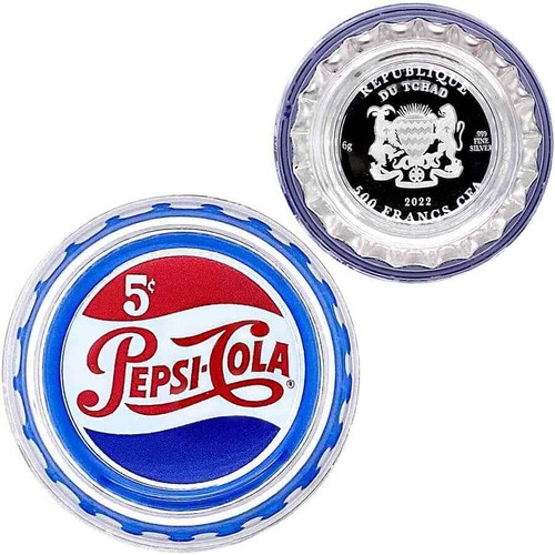 Sale Price - 2022 Chad 6 gram Pepsi-Cola Retro Bottle Cap Proof Silver Coin .999 - Picture 4 of 10