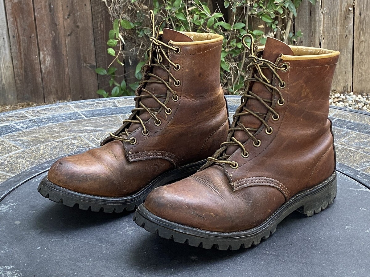 CHIPPEWA ビンテージ ワークブーツ Vintage Chippewa Brown Leather Work Boots Mens Size 10 C | eBay