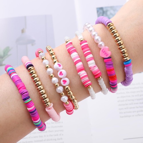 8Pcs Girls Bracelets, Colorful Friendship Bracelets Preppy Bracelets Boho Love H - Picture 5 of 7
