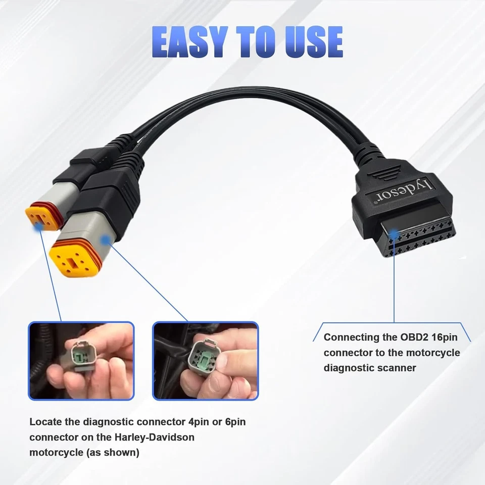 OBD2适配器适用于Softail 4Pin&6Pin 2合1诊断电缆适用于Harley Davidson — 第 3/4 张图片