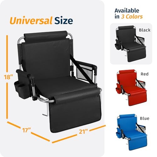 ALPCOUR BLEACHER SEAT BACKREST PREMIUM STADIUM GAMES CUSHIONED FOLDABLE BLACK