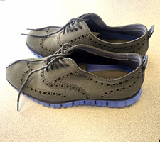 Cole Haan ZER GRAND Gray Suede Wingtip Oxford Dress Shoes US 8 M C23827