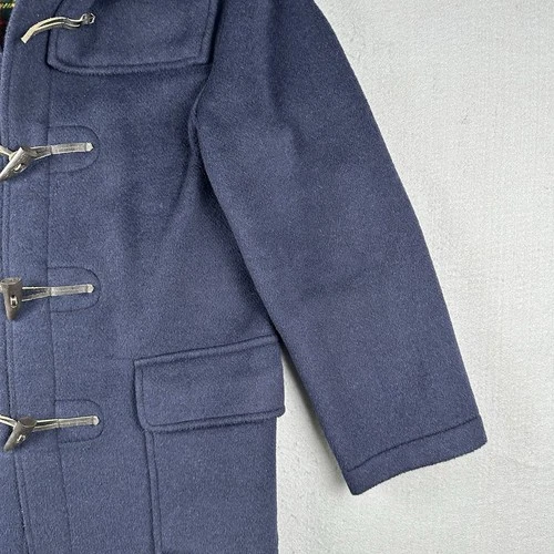 Gloverall Duffle Coat Men’s Small Navy Blue Wool Toggle Hooded Tartan England image 3