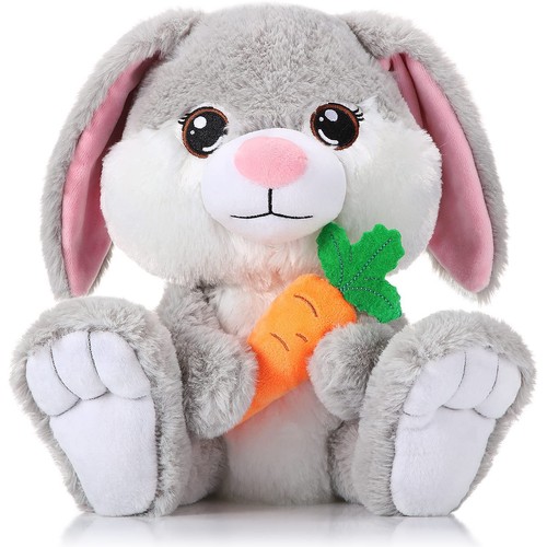 8 Inch Easter Plush Bunny Rabbit Stuffed Animal Gray Floppy Ear Sitting Bunny...