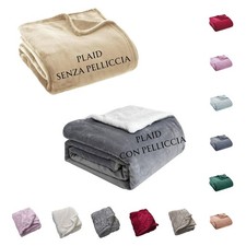 Plaid Coperta Coral Calda con Pelliccia Sherpa o in Pile Singolo 1½ Matrimoniale